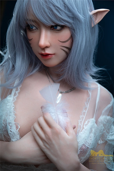 166cm Big Booty Blue Hair Fantasy Elf Ear Silicone Sex Doll S6 Candy Natural Skin
