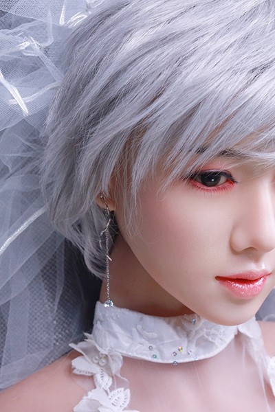 170cm Bulky Appealing White Short Hair Wedding Dress Up Tpe Milf Sex Doll