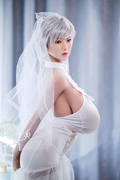 170cm Bulky Appealing White Short Hair Wedding Dress Up Tpe Milf Sex Doll