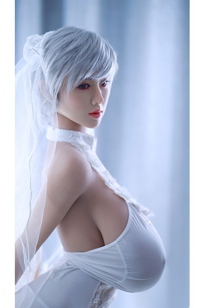 170cm Bulky Appealing White Short Hair Wedding Dress Up Tpe Milf Sex Doll