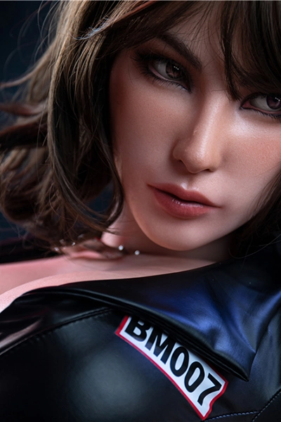 silicone doll with tight leather clothes