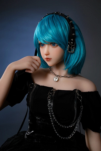 140cm delicate makeup blue hair pure sex doll