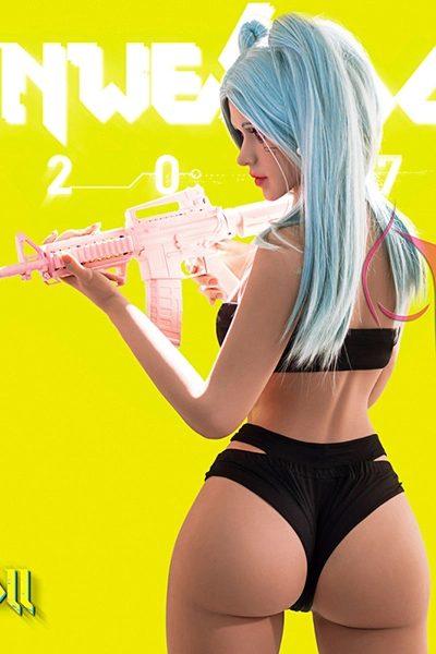 Blue double ponytail sex doll