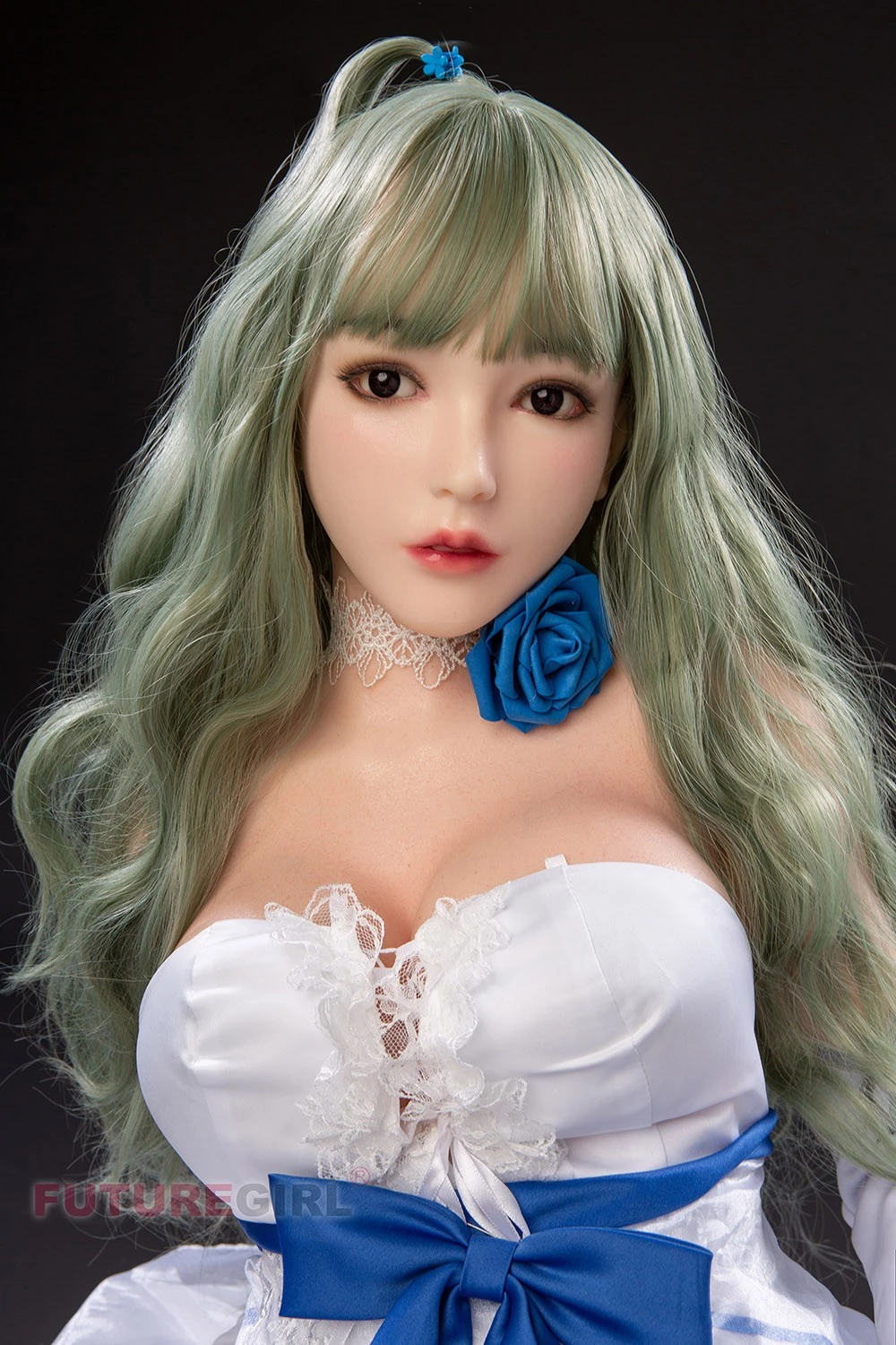 green long curly hair sex doll