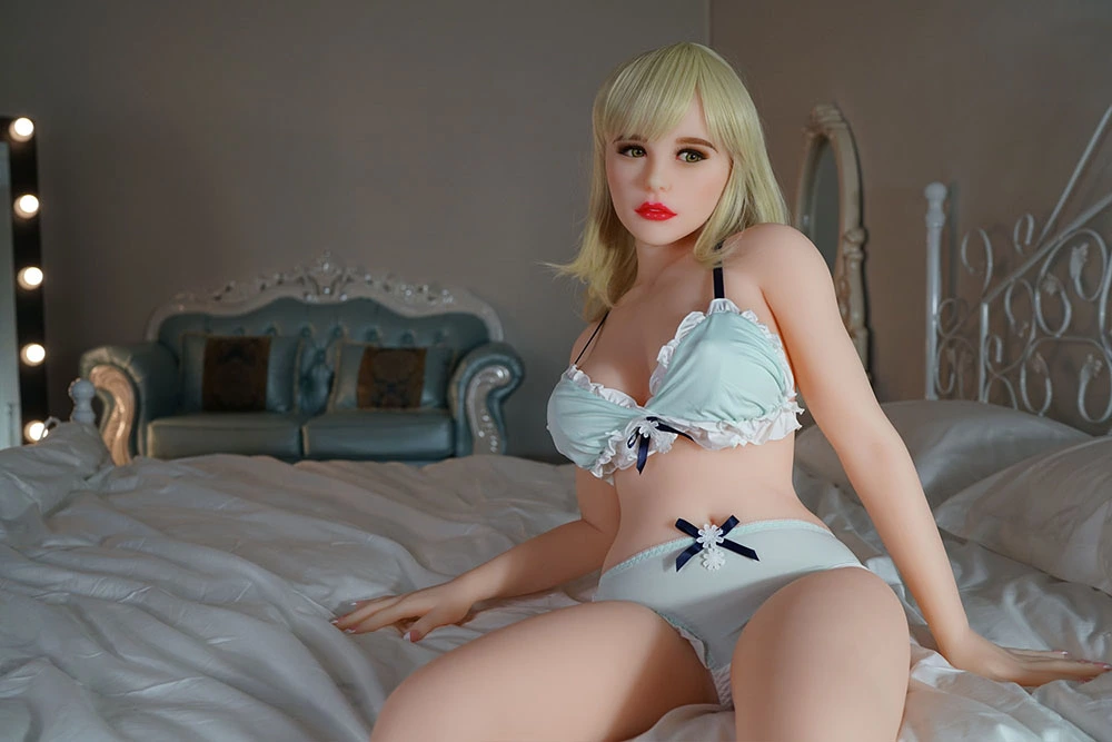 blonde hair red lips realdoll