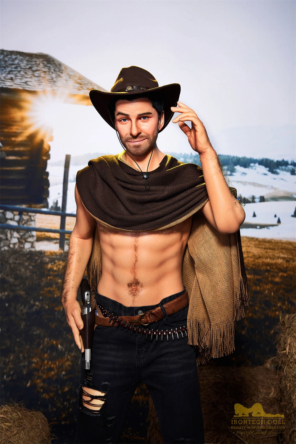 Western Cowboy Smile Furry Abdominal Muscle Sex Doll